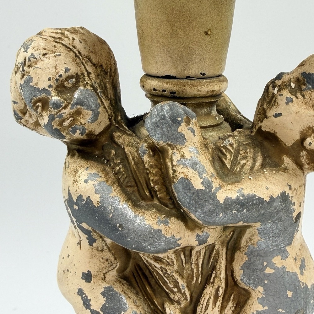 Vintage Italian Alabaster Marble Cherub Candlestick Holders Set - Made In Italy - Picture 5 of 13